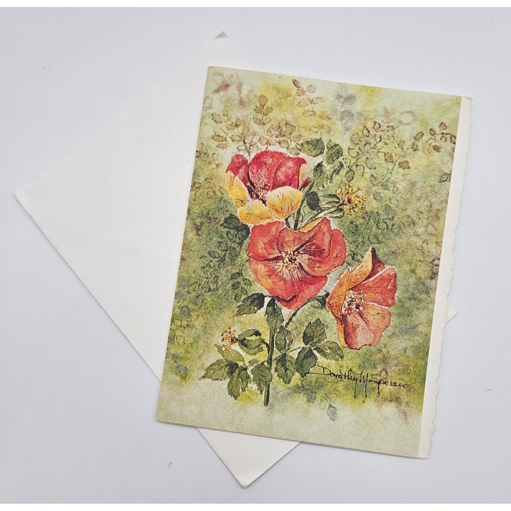Vintage 1989 Dorothy M Speiser Moss Roses Birthday Card W. Light Designs Unused